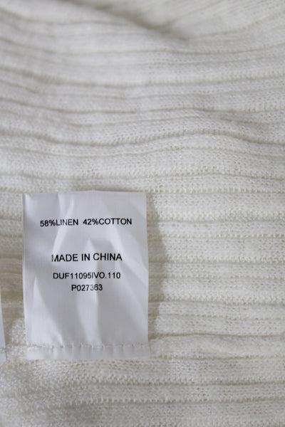 Dissh Women Sweater Dress Ivory Cowl Neck Long Sleeve Linen Striped Size L