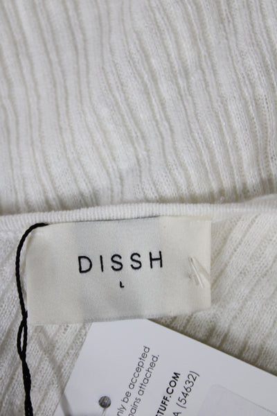 Dissh Women Sweater Dress Ivory Cowl Neck Long Sleeve Linen Striped Size L