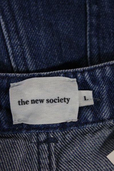 The New Society Women Paperbag Blue Lyocell Shorts Button Size L