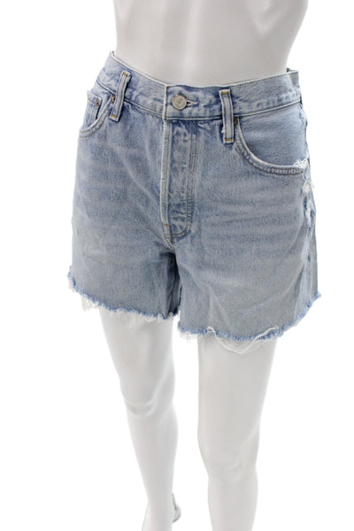 Agolde Womens Cut-Off Blue Cotton Shorts Size 29