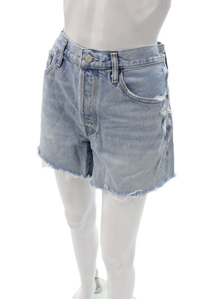 Agolde Womens Cut-Off Blue Cotton Shorts Size 29