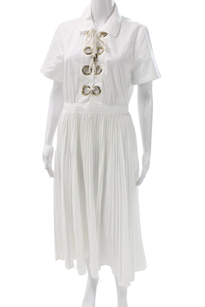 J Crew Collection Womens White Cotton Shirt Dress Short Sleeve Size 8