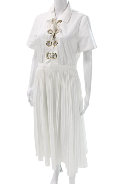 J Crew Collection Womens White Cotton Shirt Dress Short Sleeve Size 8