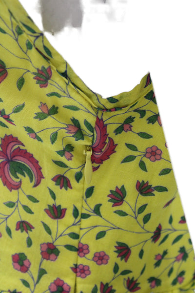 Banjanan Womens Maxi Floral V-Neck Sleeveless Cotton Zip Dress Size M