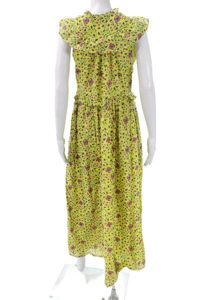 Banjanan Womens Maxi Floral V-Neck Sleeveless Cotton Zip Dress Size M