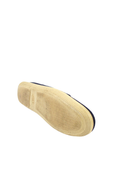 Tods Womens Slip On Round Toe Suede Loafers Navy Beige Size 37