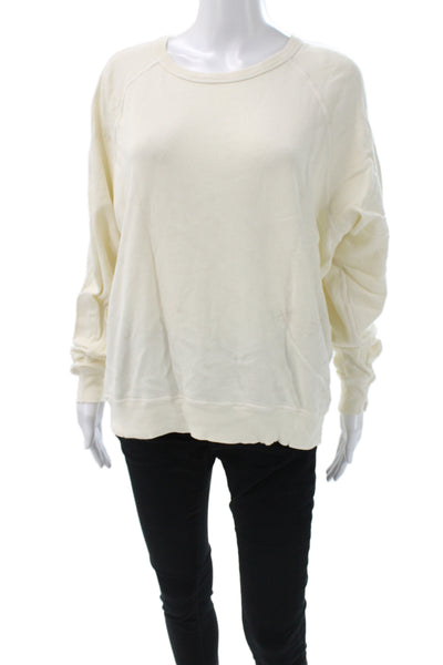 The Great Womens Pullover Ivory Cotton Blend Crew Neck Long Sleeve Size 1