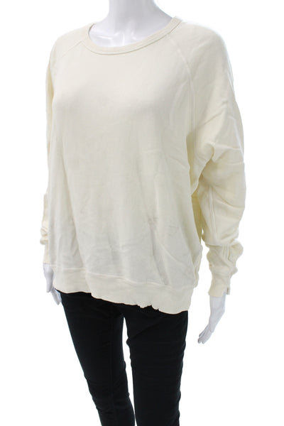 The Great Womens Pullover Ivory Cotton Blend Crew Neck Long Sleeve Size 1