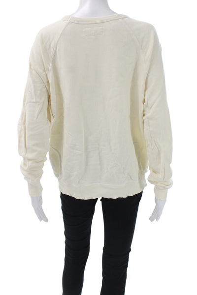 The Great Womens Pullover Ivory Cotton Blend Crew Neck Long Sleeve Size 1