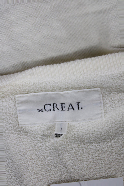 The Great Womens Pullover Ivory Cotton Blend Crew Neck Long Sleeve Size 1