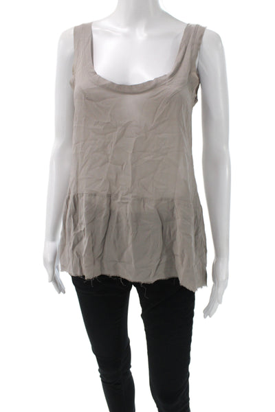 Kristensen Du Nord Women Gray Silk Camisole Scoop Neck Sleeveless Size 1