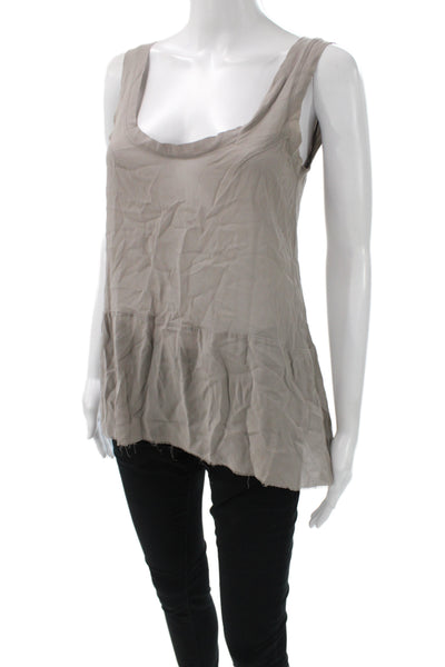 Kristensen Du Nord Women Gray Silk Camisole Scoop Neck Sleeveless Size 1
