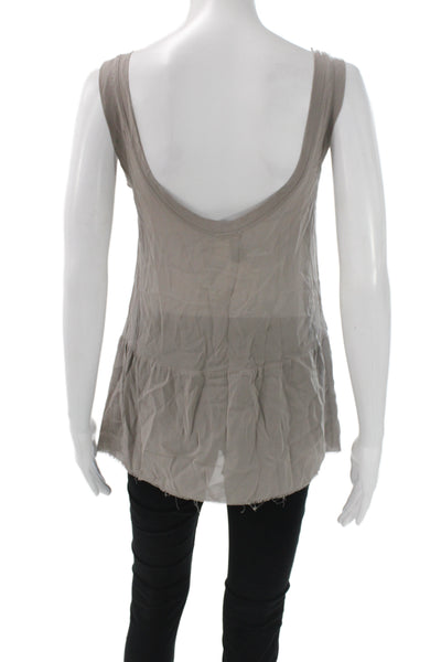 Kristensen Du Nord Women Gray Silk Camisole Scoop Neck Sleeveless Size 1