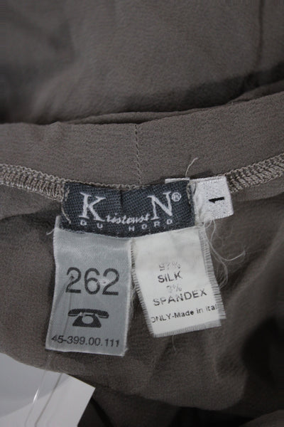 Kristensen Du Nord Women Gray Silk Camisole Scoop Neck Sleeveless Size 1