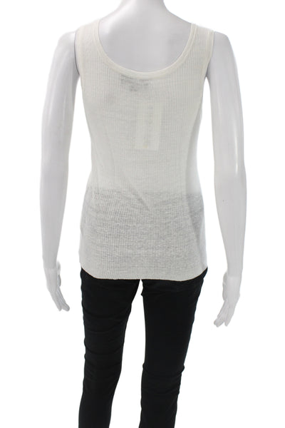 Nili Lotan Womens White Ribbed Henley Tank Sleeveless Size XS