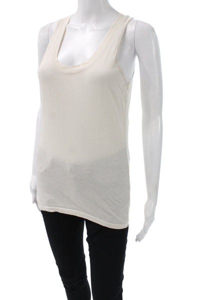 Monrow Women Basic Scoop Neck Beige Tank Top 50% Cotton Sleeveless Size S