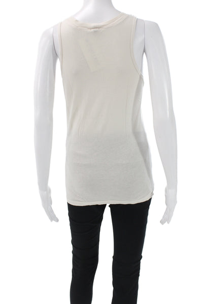 Monrow Women Basic Scoop Neck Beige Tank Top 50% Cotton Sleeveless Size S
