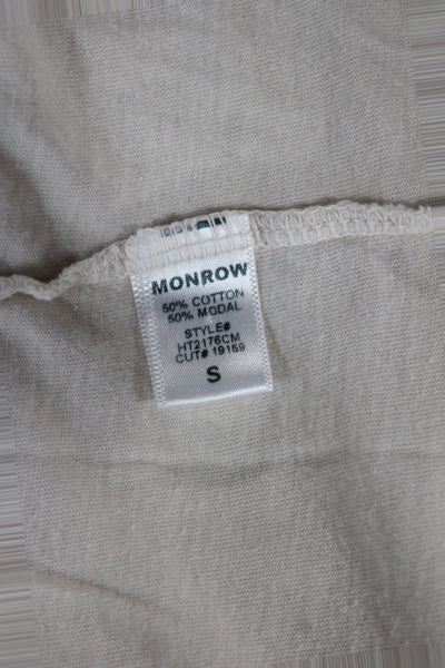 Monrow Women Basic Scoop Neck Beige Tank Top 50% Cotton Sleeveless Size S