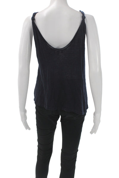 Theory Womens Sleeveless Scoop Neck Linen Tank Blue Petite Size XS