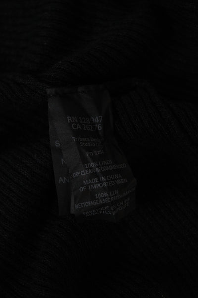 Nili Lotan Women Basic Sleeveless Henley Linen Tank Black Size XS