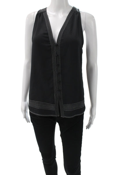 Joie Womens Black V-Neck Sleeveless Basic Tank Top Polyester Size XS