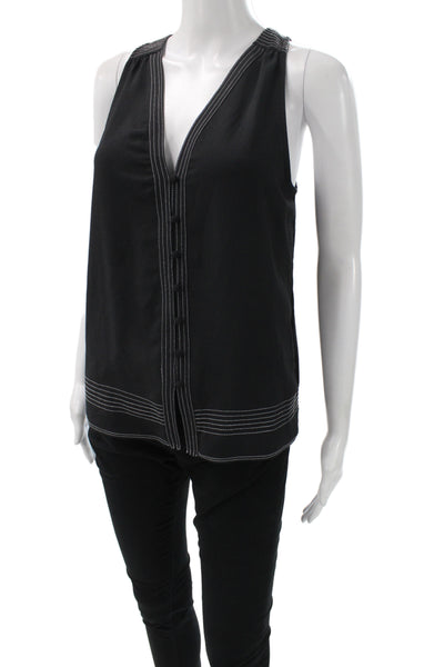 Joie Womens Black V-Neck Sleeveless Basic Tank Top Polyester Size XS