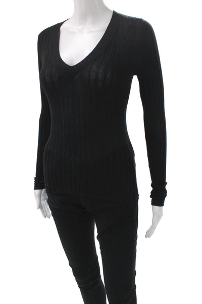 Cotton By Autumn Cashmere Women Pullover V-Neck Black Size S