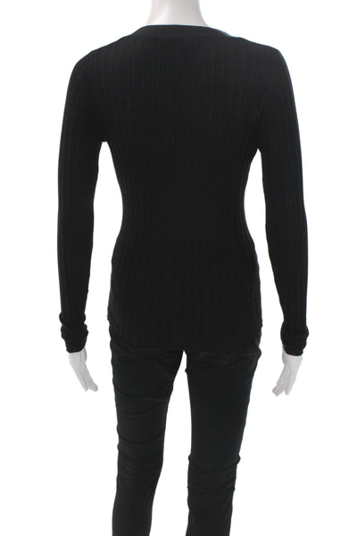 Cotton By Autumn Cashmere Women Pullover V-Neck Black Size S