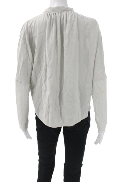 Kristensen Du Nord Women Collared Silk Long Sleeve Basic Blouse Gray Size 0