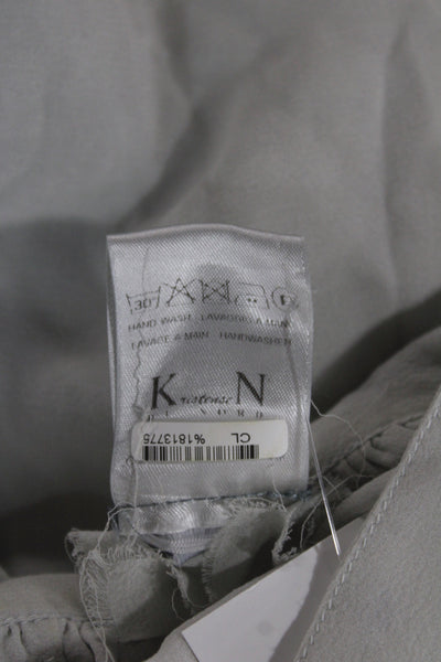 Kristensen Du Nord Women Collared Silk Long Sleeve Basic Blouse Gray Size 0