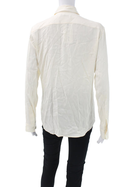 The Row Women Basic Collared Button-Up Blouse Ivory Long Sleeve Size 4