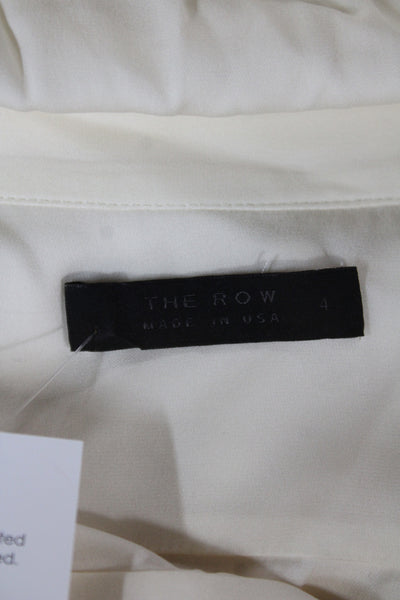 The Row Women Basic Collared Button-Up Blouse Ivory Long Sleeve Size 4