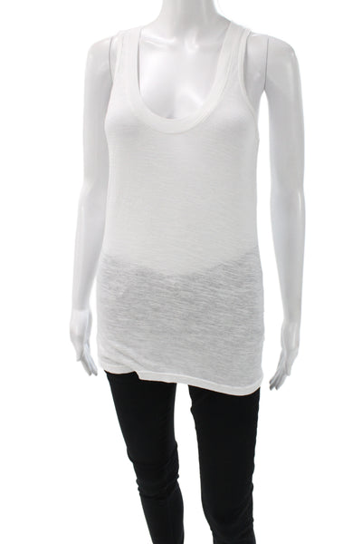 Monrow Womens Basic Sleeveless Scoop Neck Tank White Size S