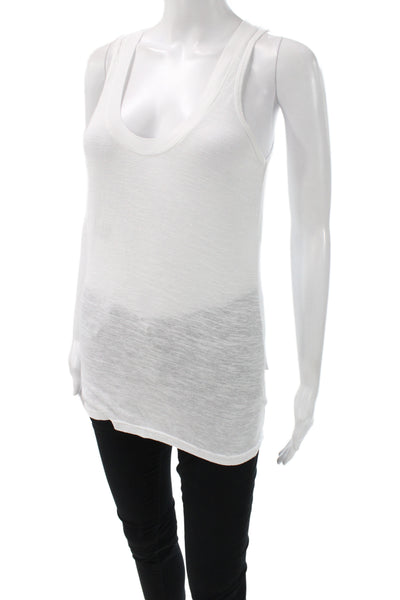 Monrow Womens Basic Sleeveless Scoop Neck Tank White Size S