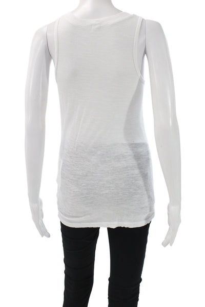 Monrow Womens Basic Sleeveless Scoop Neck Tank White Size S