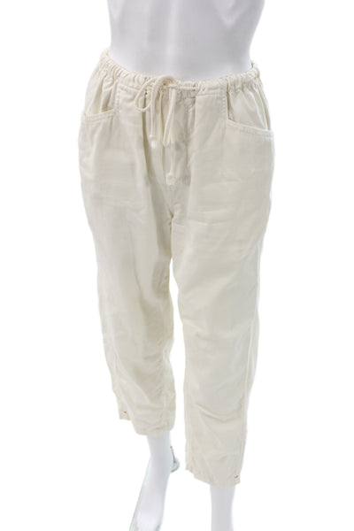 Xirena Womens Ankle Pants Ivory Cotton Drawstring Casual Size XS