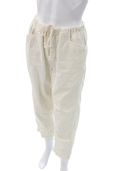 Xirena Womens Ankle Pants Ivory Cotton Drawstring Casual Size XS