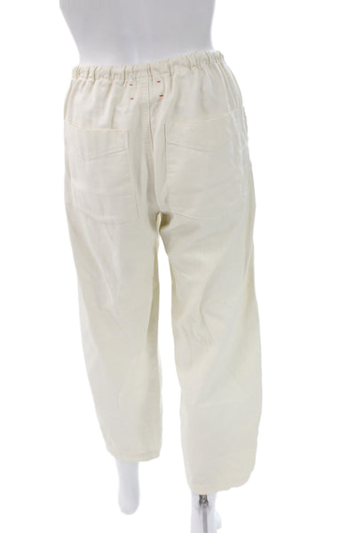 Xirena Womens Ankle Pants Ivory Cotton Drawstring Casual Size XS