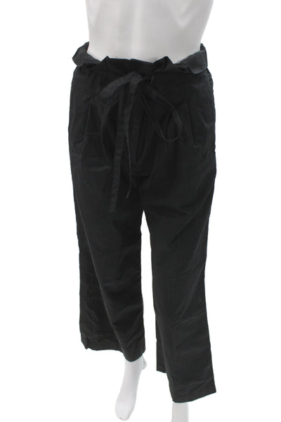 TWP Women Paperbag Waist Black Cotton Pants Tie Waist Size XS
