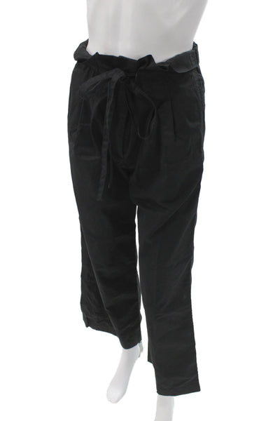 TWP Women Paperbag Waist Black Cotton Pants Tie Waist Size XS