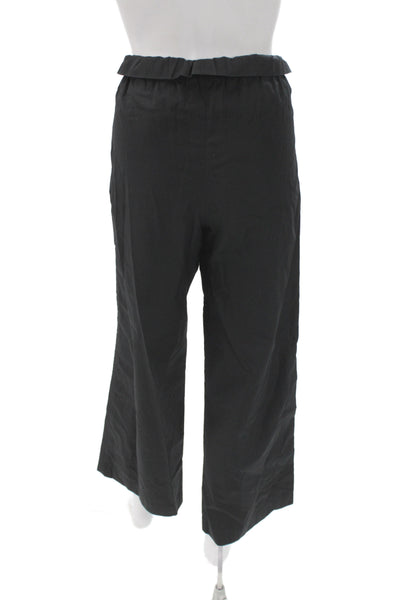 TWP Women Paperbag Waist Black Cotton Pants Tie Waist Size XS