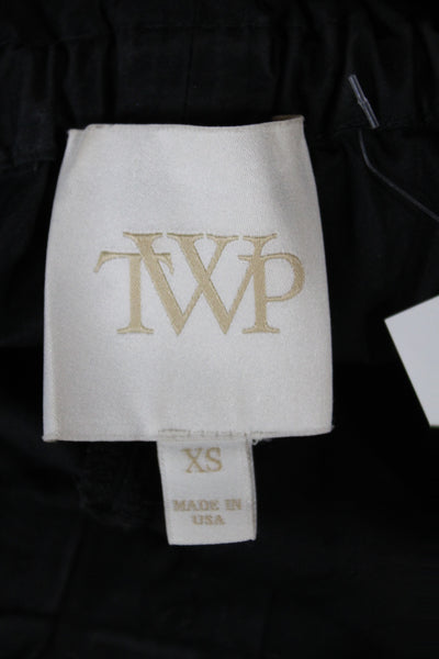 TWP Women Paperbag Waist Black Cotton Pants Tie Waist Size XS