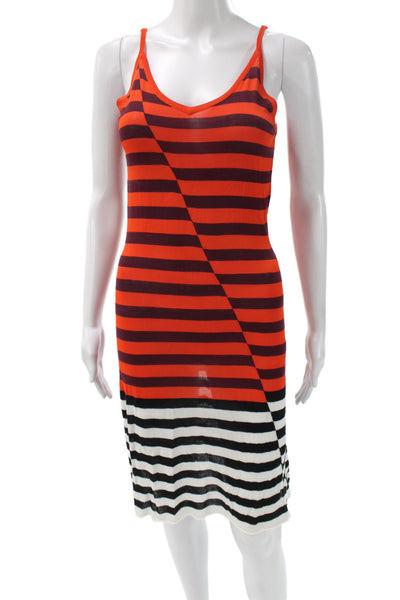 Replica Los Angeles Women Tank Dress Black Striped V-Neck Sleeveless Size S