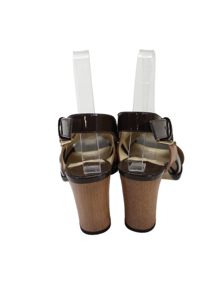 Jimmy Choo Womens Block Heel Cross Strap Slingback Sandals Brown Size 36