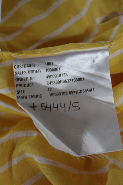 Kiton Women Shirt Dress Yellow Striped Long Sleeve Cotton Size 42