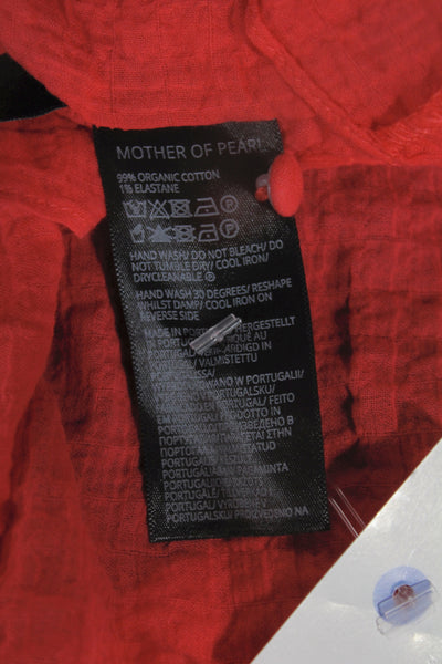 Mother Of Pearl Women Maxi Dress Red Organic Cotton Short Sleeve Size S
