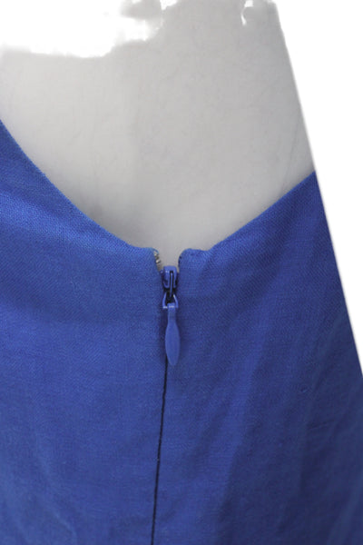 Mara Hoffman Womens Maxi Dress Blue V-Neck Lace Up Sleeveless Linen Size 6