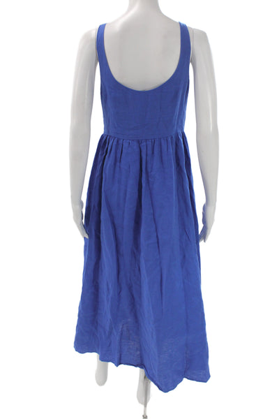 Mara Hoffman Womens Maxi Dress Blue V-Neck Lace Up Sleeveless Linen Size 6