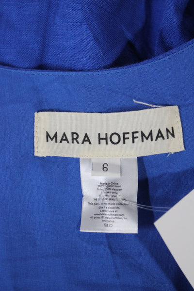 Mara Hoffman Womens Maxi Dress Blue V-Neck Lace Up Sleeveless Linen Size 6
