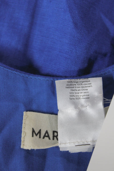 Mara Hoffman Womens Maxi Dress Blue V-Neck Lace Up Sleeveless Linen Size 6